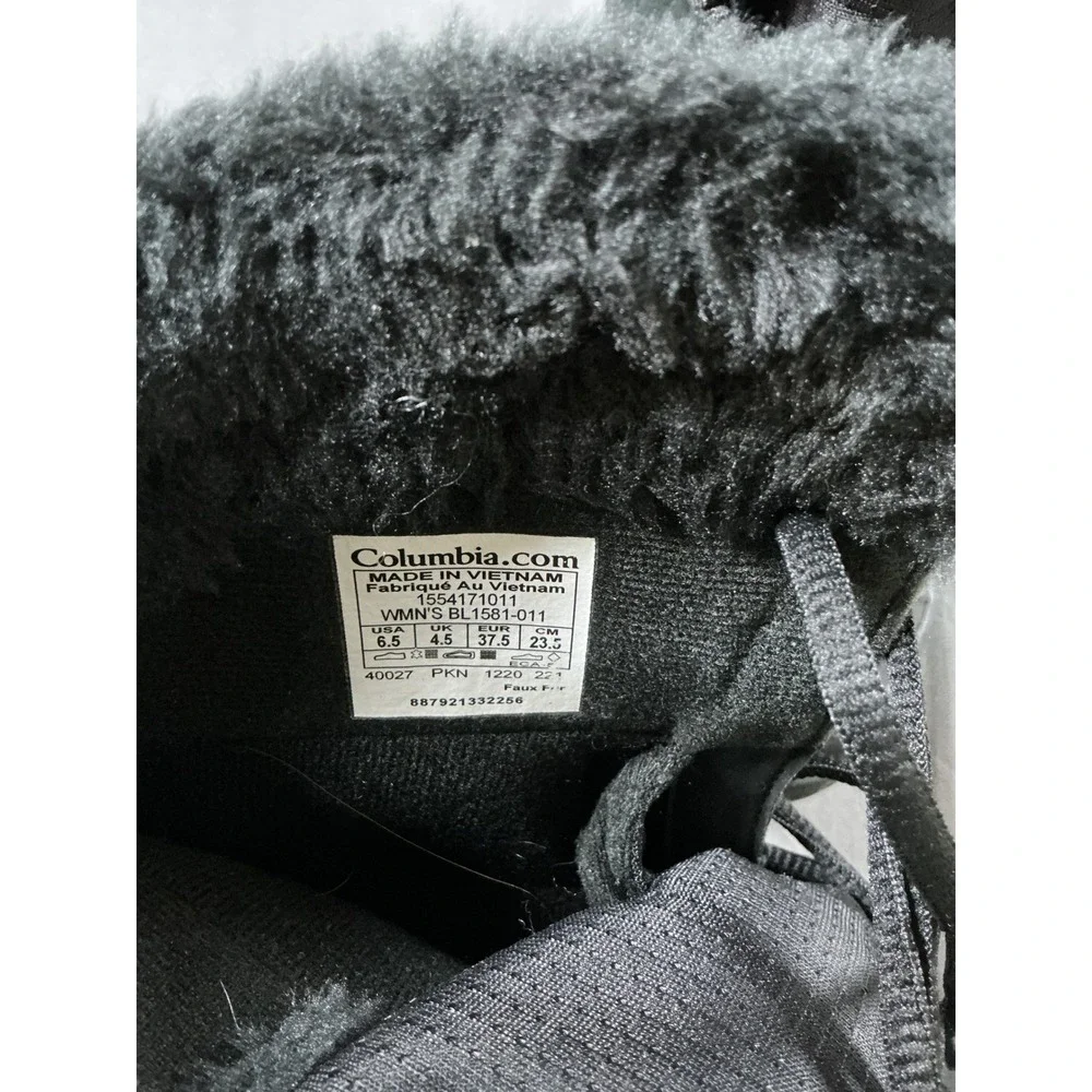 Columbia Ice Maiden II Black Waterproof Winter Boots Faux Fur Womens 6.5